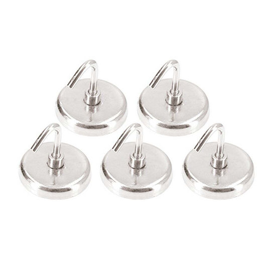 Ferrestock Metallic Hanger Kitchen Hook with Magnet Silver 5pcs