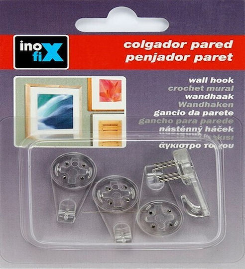Inofix 3002-2 Κρεμαστράκια με Αυτοκόλλητο Πλαστικά Λευκά 4τμχ
