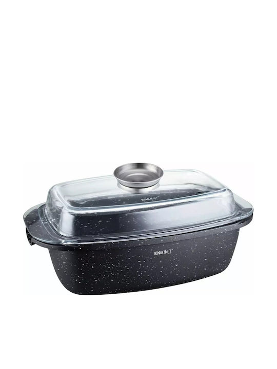 KING Hoff Oală Dreptunghiulară din Aluminiu cu Capac de Sticlă 32cm 1buc