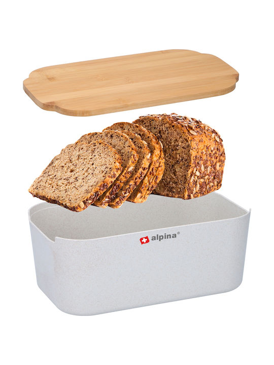 Alpina Appliances Bread Box with Lid Plastic White 33x12x18.5cm