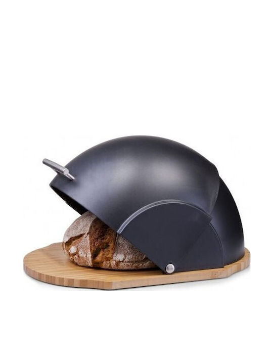 Zeller Turtle Ψωμιέρα με Καπάκι από Bamboo σε Μαύρο Χρώμα