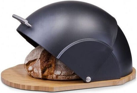 Zeller Turtle Brotkasten mit Deckel aus Bambus Schwarz