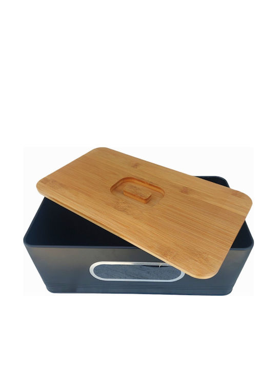 Marva Bread Box with Lid Metallic Black 33x18x12cm