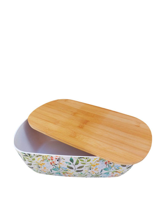Flowers Cutie de pâine cu capac din bambus Multicolor 35x18x14cm