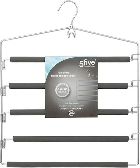 5Five F-V Hanger Κρεμάστρα Ντουλάπας για Παντελόνια Μεταλλική σε Γκρι Χρώμα 151543