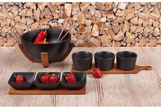 Cryspo Trio Porzellan Ordnungshüter 3 Schlitze mit Basis Schwarz W10.5xL41cm 4Stück
