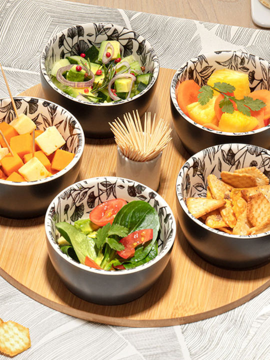 Atmosphera Ceramic Dessert Divided Serving Tray with 5 Positions Multicolour Ø28cmxY6cm 28x28x6cm