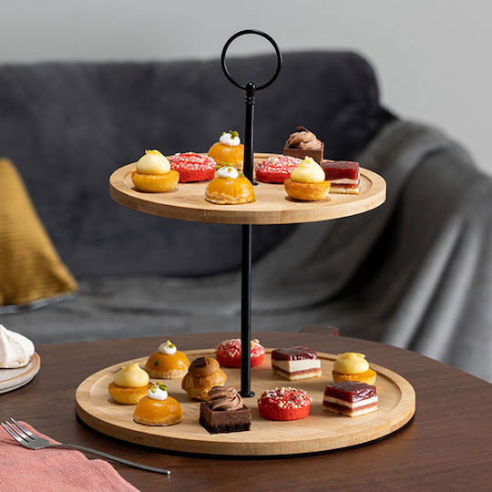 Secret de Gourmet Servant Lemn Etajeră 2 niveluri Maro Ø25.5cm 1buc