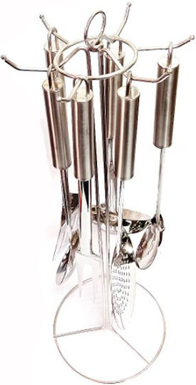 Karvounis Inox Cooking Utensil Set with Base Silver 6pcs