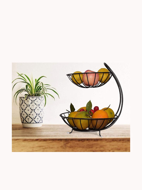 Lalos Obstschale Metallisch 2 Niveaus Schwarz 27x32.5cm