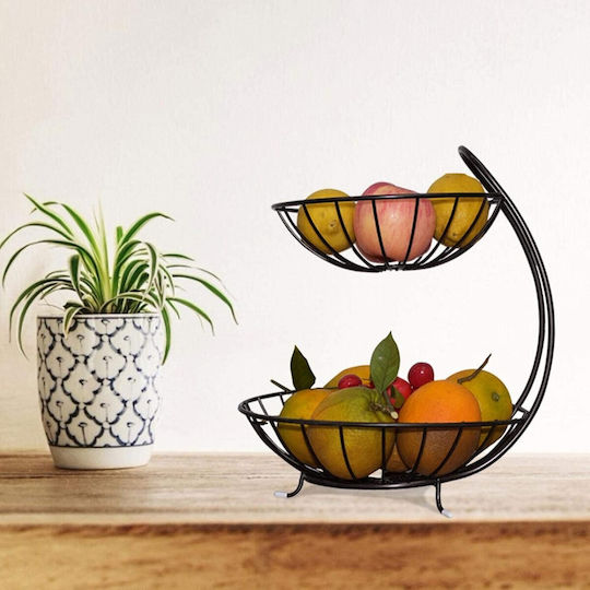 Lalos Fruit Bowl Metallic 2 Levels Black 27x32.5cm