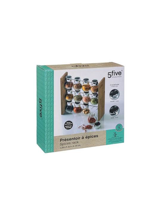 5Five Spice Jar Glass with Stand Brown 12pcs