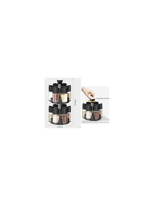 Plastic Tabletop Rotating Spice Rack PV-12 Black 12pcs