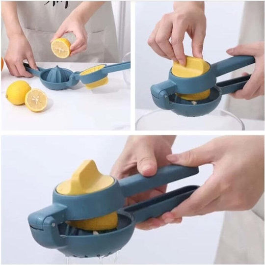Storcător Manual De Citrice Flippy Lămâi Portocale Acțiune Dublă Ușor De Folosit Material ABS Durabil 8x10x22 Cm Albastru