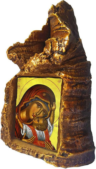 Heiligenikone der Heiligen Maria Kardiotissa – Tischstein in Herzform 14cm