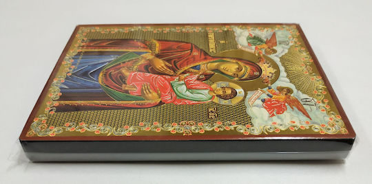 Holy Mary Christ the Teacher Gorgoipikoos Angels Flat Image Gold-embossed Category Paper Xkl No 1 Dimensions 14.0cm X 20.0cm Wooden MDF S&k Byzantine Icons