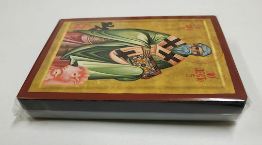 Saint Modestos Archbishop of Jerusalem Flat Paper Icon Tal No 0 Dimensions 10.0cm x 14.0cm Wooden MDF S&K Byzantine Icons