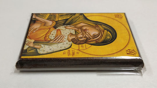 Holy Mary Christ the Sweet Kissing Gold-embossed Bust Icon Frame Category Paper Krn No 00 Dimensions 6.5cm x 9.5cm Wooden MDF S&k Byzantine Icons