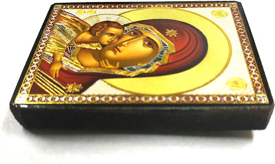 Holy Mary Christ the Sweet Kissing Bust Flat Icon Gold-Edged Category Paper Xkl No 000 Dimensions 4.5cm x 6.0cm Wooden MDF S&k Byzantine Icons