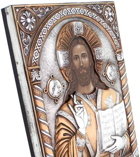 Jesus Christus Silber Ikone 25x20cm