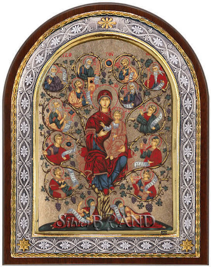Heilige Maria Riza Iessai Silberne Heiligenikone Mit Siebdruck 23x18cm