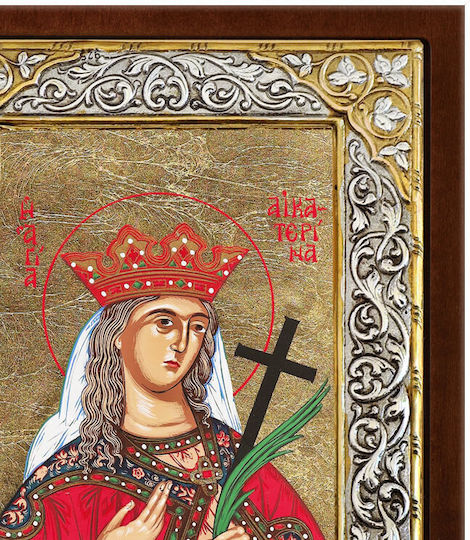 Света Екатерина Сребърна Икона Ситопечат 26x20см