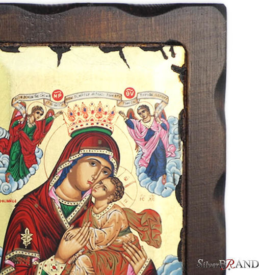 Heilige Maria Glykofilousa Hölzernes Ikone 23x17cm