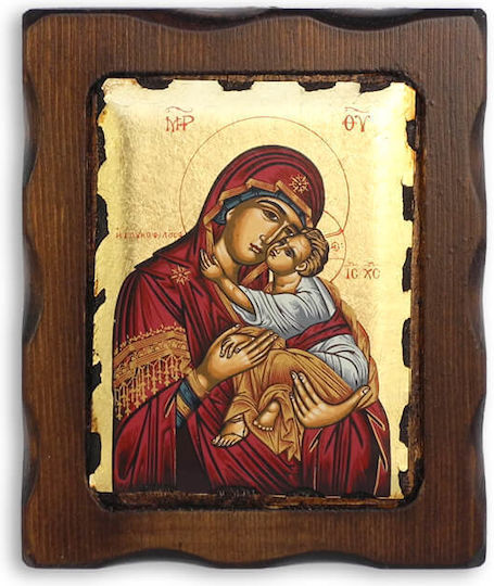 Παναγία Γλυκοφιλούσα Ξύλινη Εικόνα 16x13cm