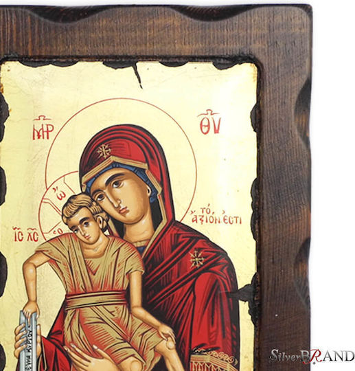 Παναγία Άξιον Εστί Ξύλινη Εικόνα 23x17cm