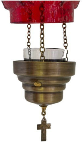 Sliding Vigil Oil Lamp Hexagonal Red 10x58cm