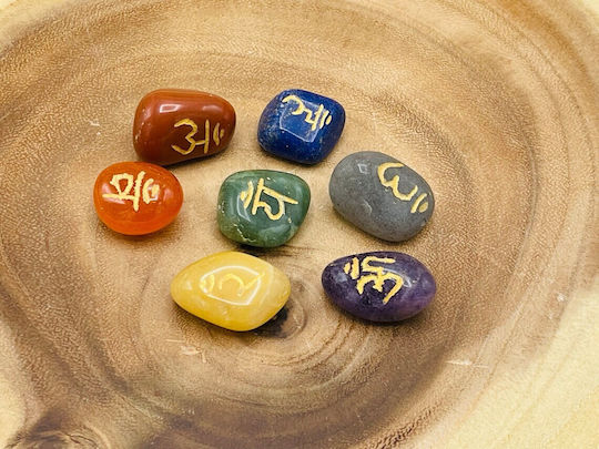 Semi-Precious Stones Chakra Sanskrit Symbols Set 7