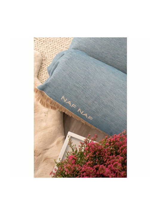 Naf Naf Highline Three-Seater Sofa Throw Chenille 180x300cm Blue