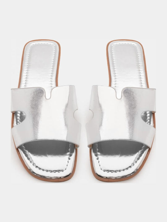 Women's Flat Sandals in Silver Color