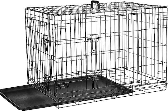 MrZoo Crate Wire Dog Cage XLarge with 2 Doors Black 107x68.5x75cm