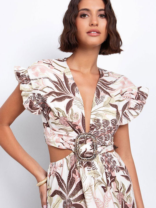 Summer Maxi Dress with Ruffles Animal Print