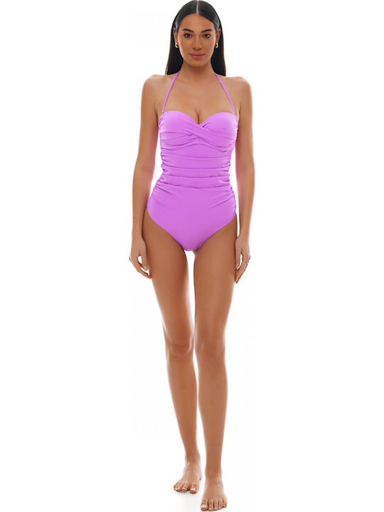 Strapless One-Piece Swimsuit Purple