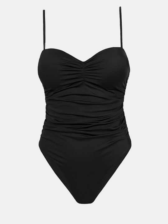 Strapless One-Piece Swimsuit with Padding Black