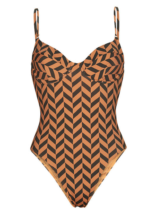 Cross Step One-Piece Swimsuit Orange