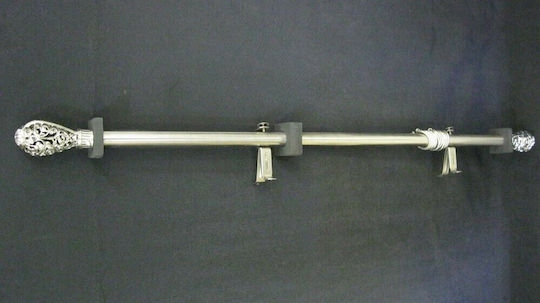 Extendable Metallic Curtain Pole Pine Single 300-300cm Silver 0200087