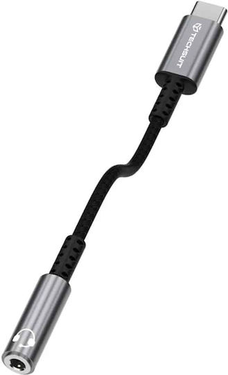 Techsuit Редовна USB 2.0 Кабел USB-C мъжки - 3,5 мм женски Сив 0.1м