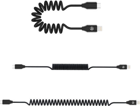 Tellur Extendable Usb-c To Lightning Cable Pd27w Up To 1.8m Black