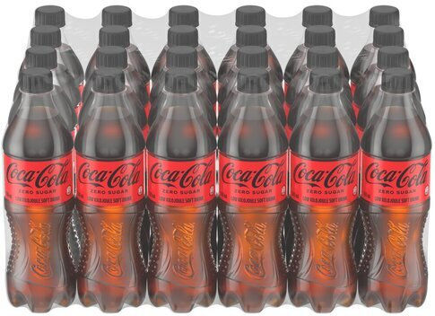 Coca-Cola Zero Cola mit Kohlensäure Ohne Zuckerzusatz in Flasche 0382 24x500ml