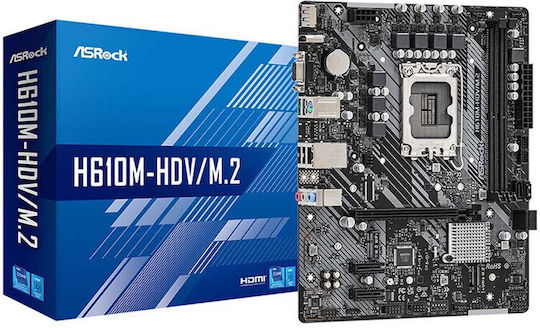 ASRock H610M-HDV/M.2 R2.0 Motherboard Micro ATX με Intel 1700 Socket 90-MXBJH0-A0UAYZ