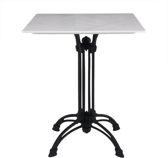Τραπέζι Μπαρ 60x60x73.5 White marble, άσπρο, μαύρο Τραπέζι Μπαρ 60x60x73.5 White marble, άσπρο, μαύρο