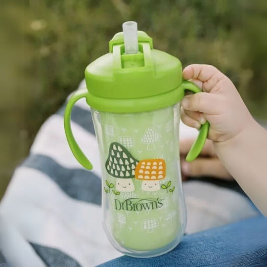 Dr. Brown's Baby Cup with Handles and Straw made of Plastic Green 300ml
