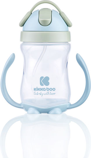 Kikka Boo Παιδικό Ποτηράκι με Λαβές και Καλαμάκι Sippy από Πλαστικό Μπλε 300ml για 12m+