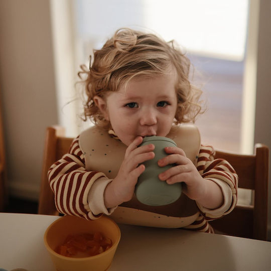 Mushie Baby Cup with Handles and Straw Simple made of Silicone Beige 175ml for 6m+m+