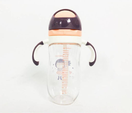 Kikka Boo Baby Cup with Handles and Straw Tritan Sippy made of Plastic Pink 300ml for 12m+m+