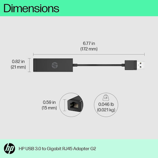 HP 4Z7Z7AA Αντάπτορας Δικτύου USB με Ενσύρματη Σύνδεση Gigabit Ethernet