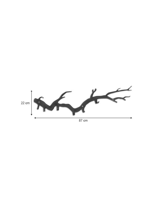 Megapap Стенна Закачалка Bough Метална 5 Места Черна 87x22x2cm